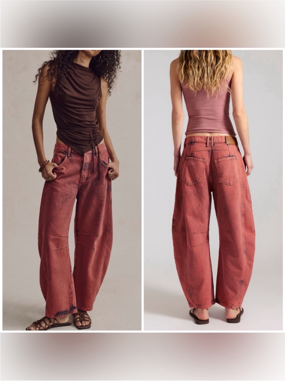 NWT Free People We The Free Good Luck Mid-Rise Barrel Jeans - pink skies - 27